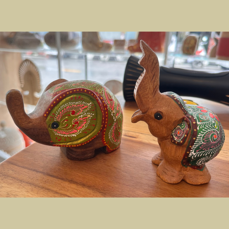 Wood Colored Elephant Carving