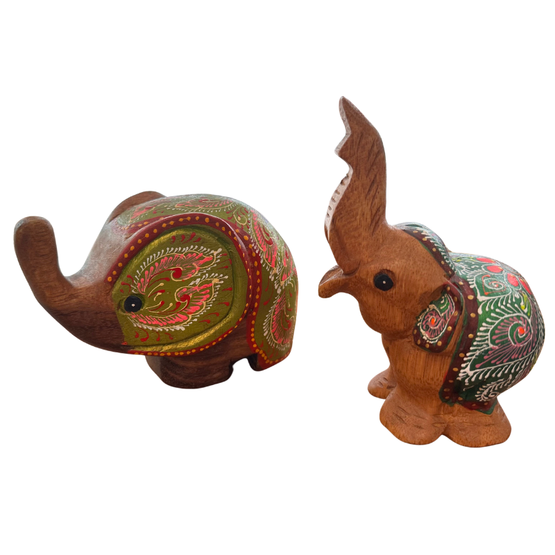 Wood Colored Elephant Carving