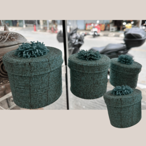Set Of 3 Decorative Boxes Handicraft Perled