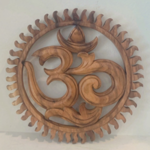 Wood OM Carved In Circle Wall Decoration