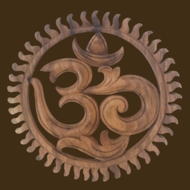 Wood OM Carved In Circle Wall Decoration