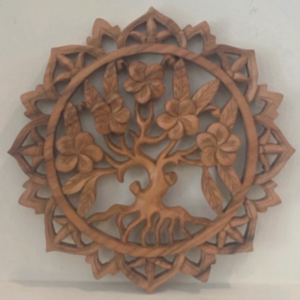 Wood Wall Tree Carving Round Frame