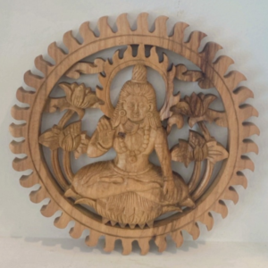 Wood Woman Round Frame Carving