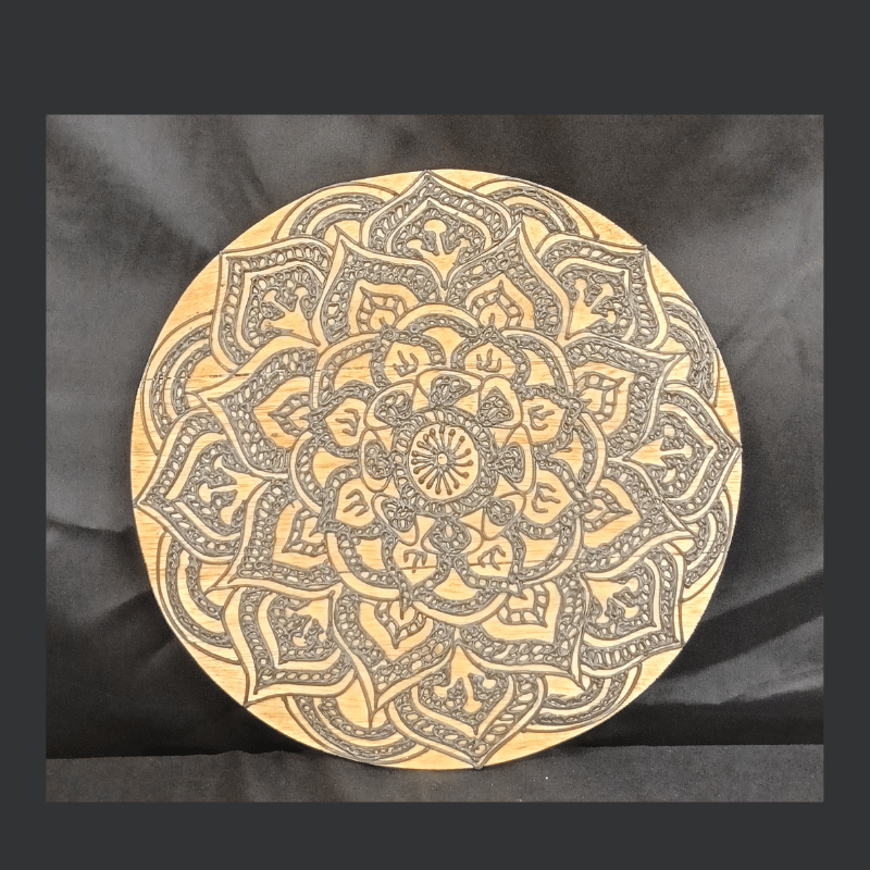 Set Of 4 Wood Tray Carved