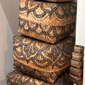 Set Of 3 Ratan Decorative Handicraft Boxes 