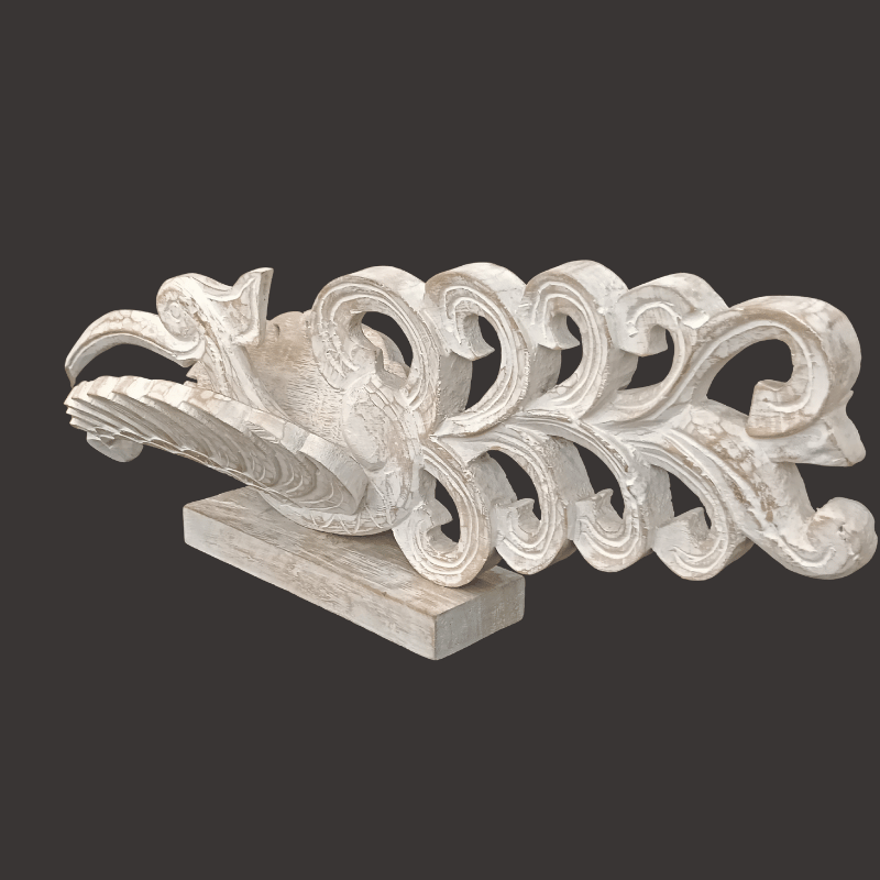 Carved Handivraft Bird White Ceruse