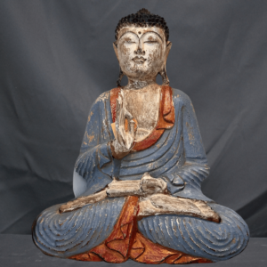 Wood Big Buddha Carving Colored Gey