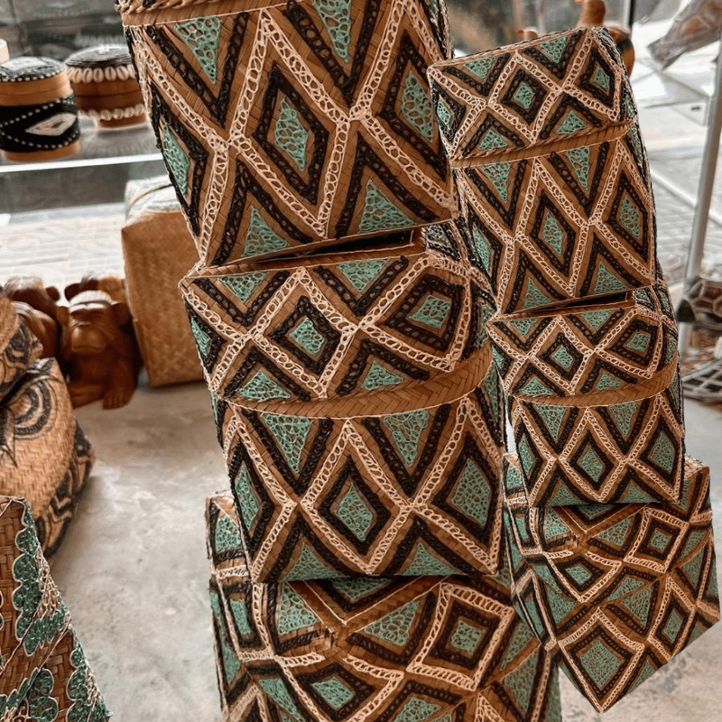 Set Of 3 Ratan Decorative Handicraft Boxes