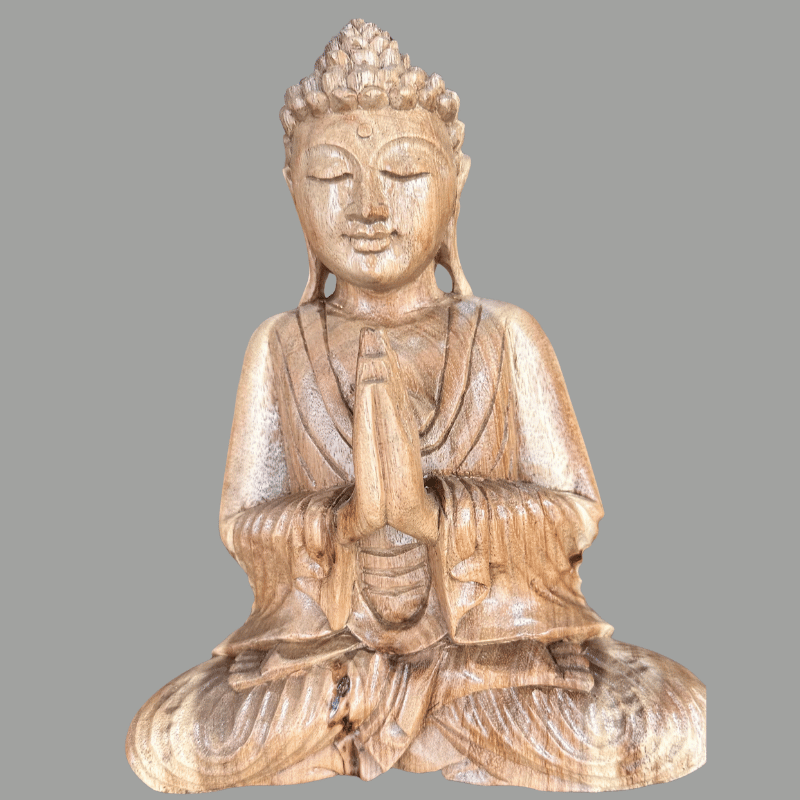 Wood Buddha Carving Natural Ceruse