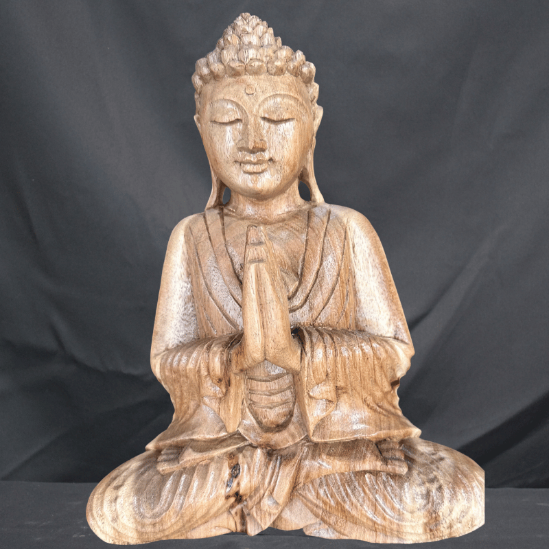 Wood Buddha Carving Natural Ceruse