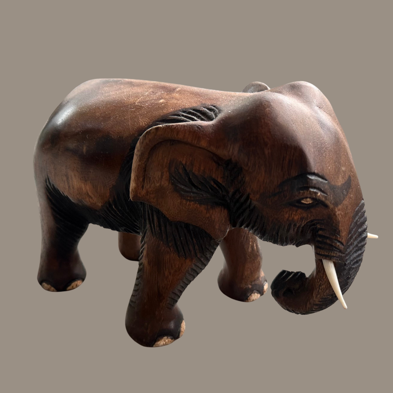 Dark Wood Elephant Carving