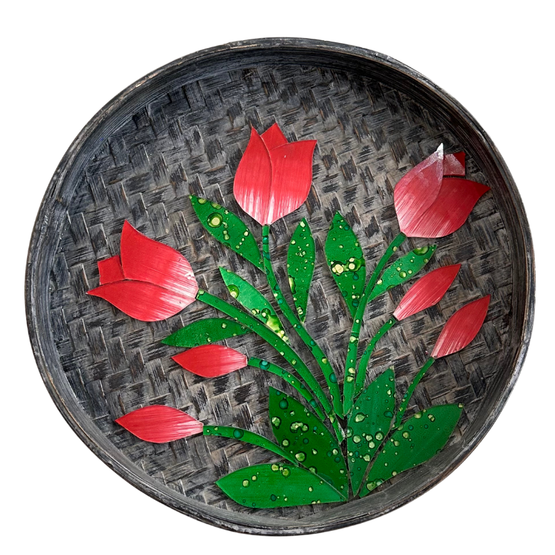 Ratan Wood Peinted Tray