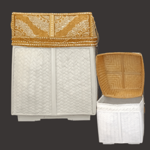 Ratan Decorative Boxe White and Natural