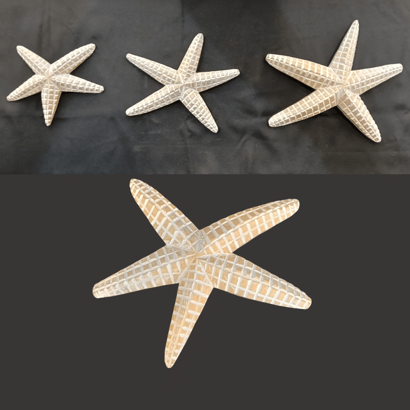 Set Of 3 Wood Starfish ceruse